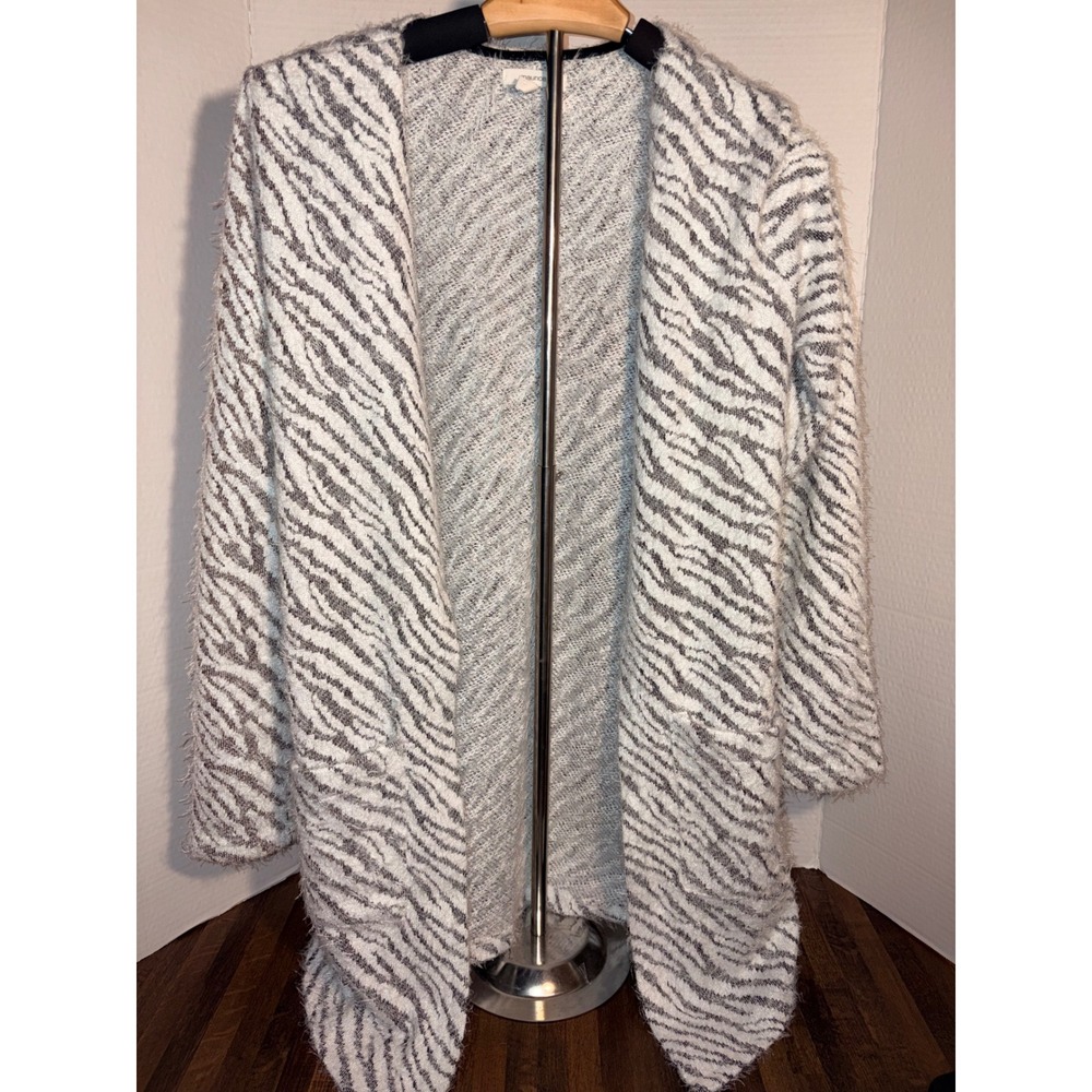 Maurice's Women's Fuzzy‎ Zebra Print Open Front Cardigan Sweater XS